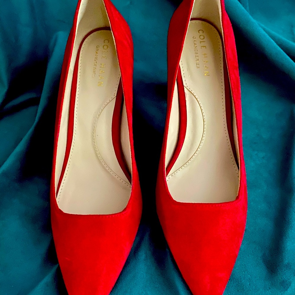 Cole Haan Red Suede Heels 6.5 - never worn